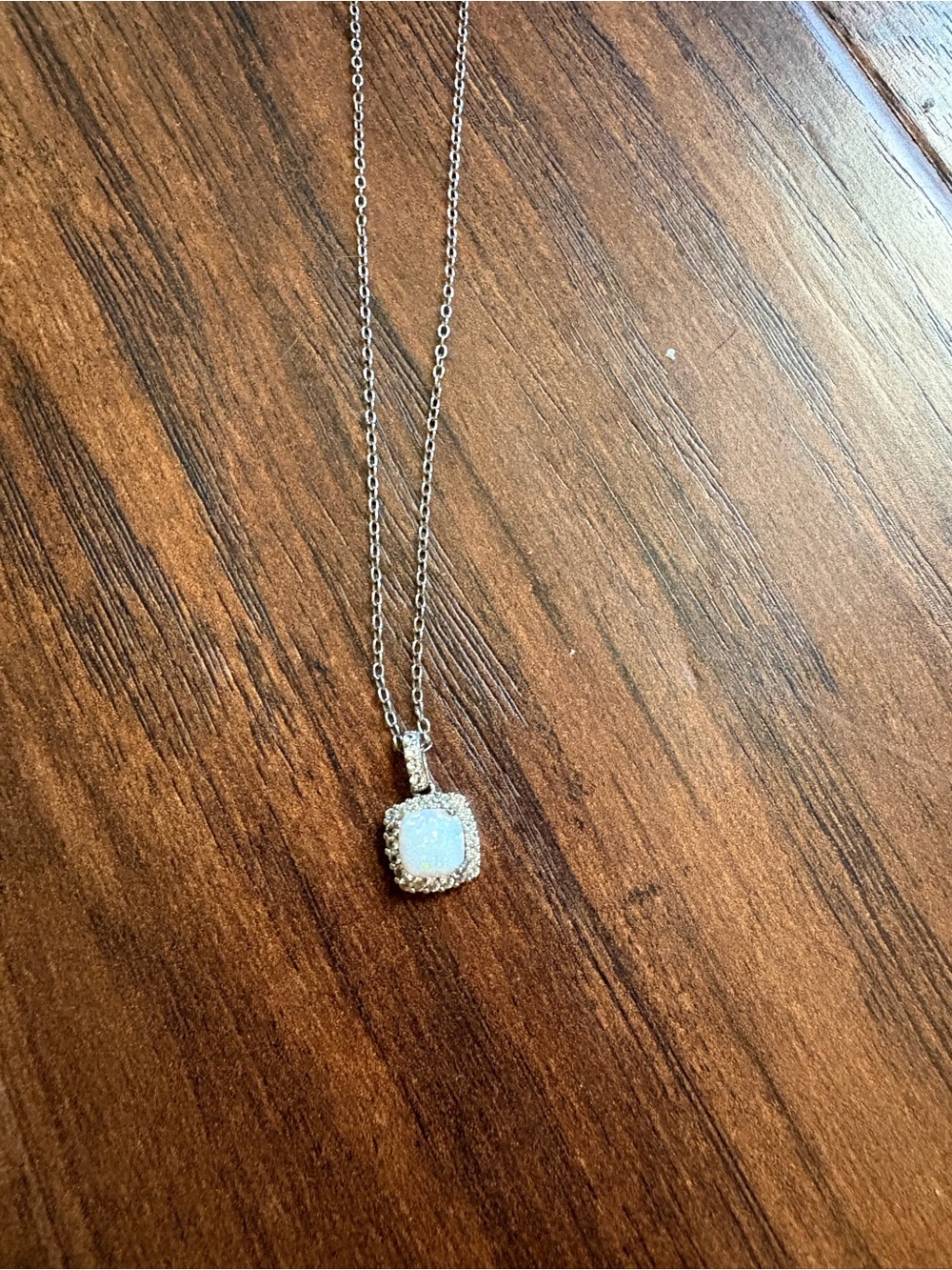 Silver Opal Halo Pendant Necklace - Women Jewelry
